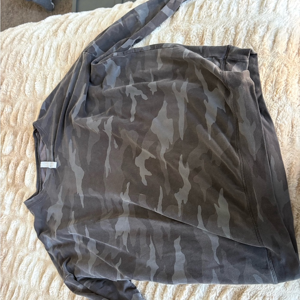 Athleta Camo-Print Lightweight Sweatshirt - Gray Tones